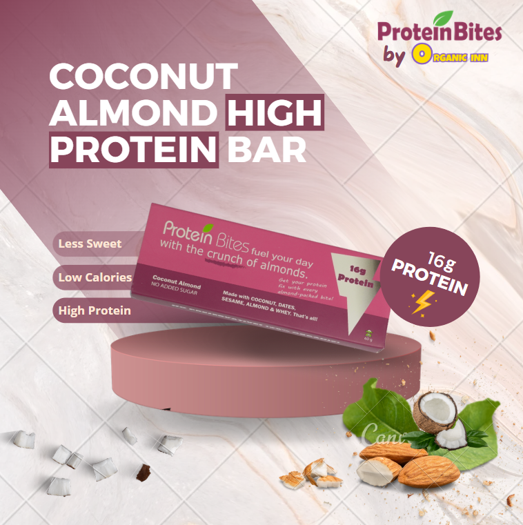 Protein Bites Coconut Almond Organic Protein Bar in Pakistan - 18g Protein No Added Sugar